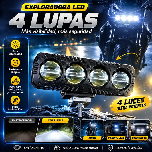🔦 Par de Exploradoras Lineal 4 Lupas – Máxima Potencia 🚙💥