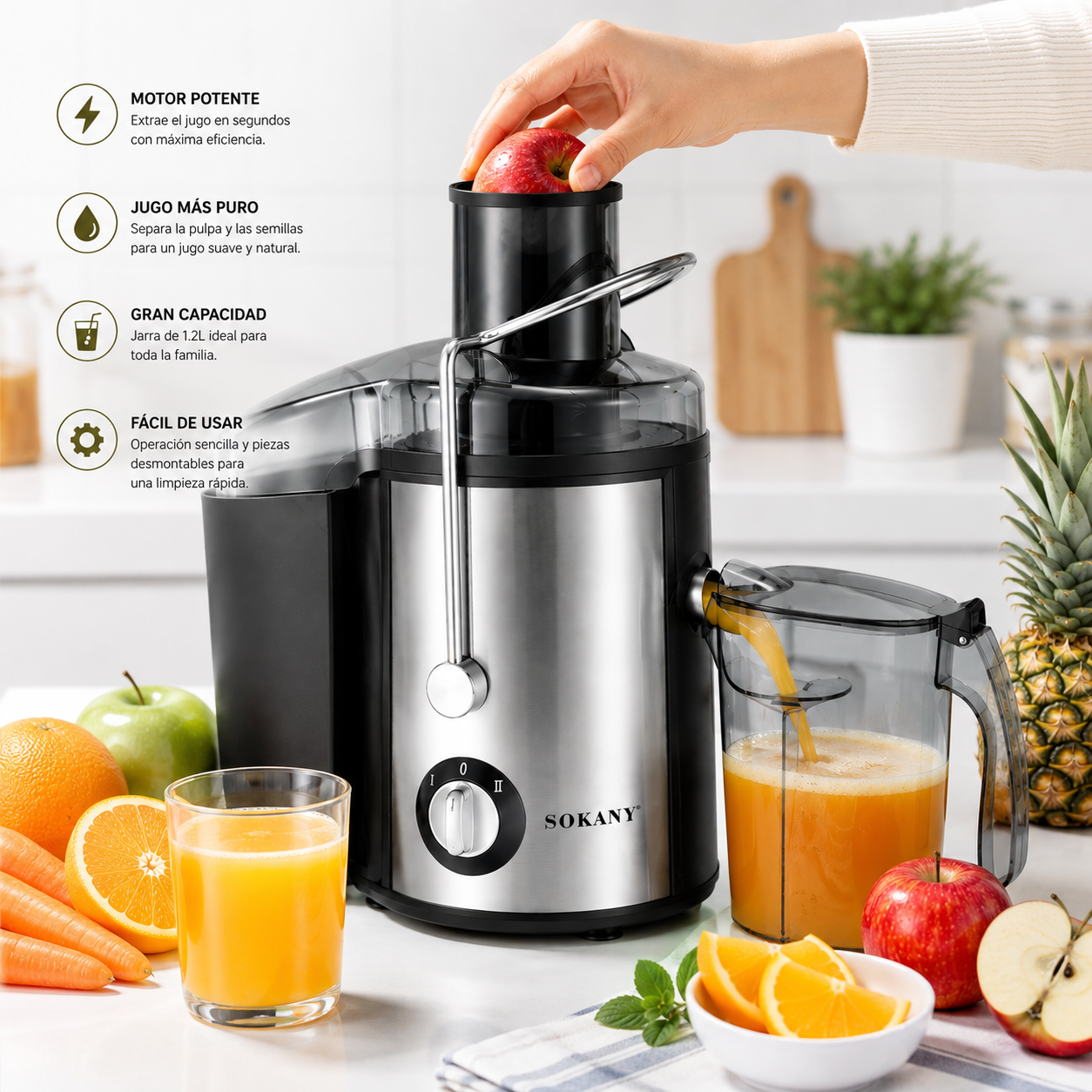🍍🧃 Exprimidor Eléctrico Multifunción – Jugo Fresco en Segundos